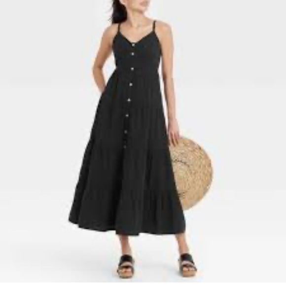Universal Thread Dresses & Skirts - Universal Thread Black Tiered Maxi Dress with Button Detail Size XS